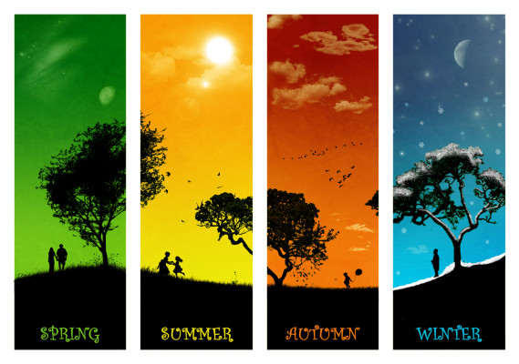 winter, summer, spring, seasons, colors
