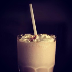 milkshake, whipped cream, cherry, straw, yum