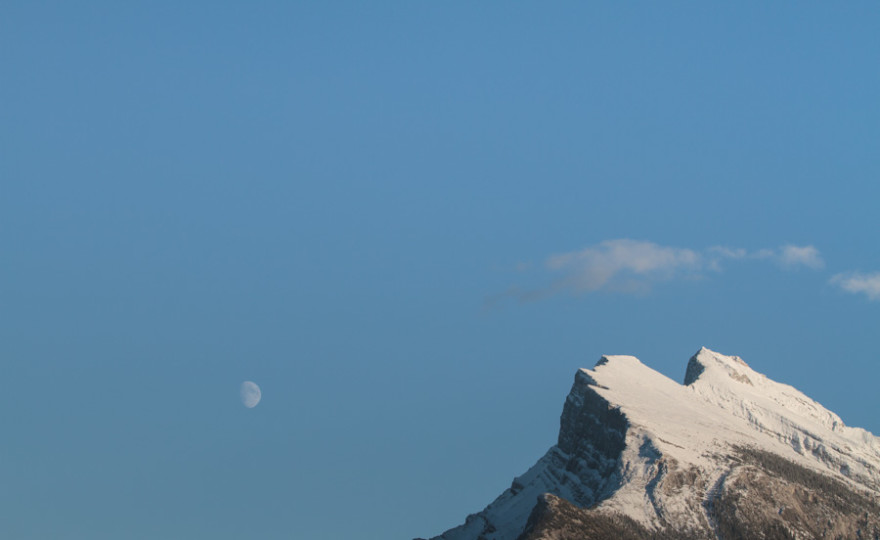 mountains, snow, moon, landscape, the rockies