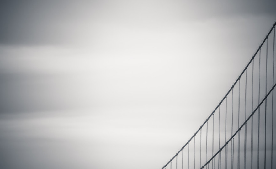 golden gate, bridge, abstract, cables, black and white